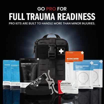MY MEDIC MyFAK PRO Tactical IFAK Trauma Kit & First Aid Kit with Tourniquet - HSA FSA Items - Built in USA - Combat Medical Supplies, Trauma Pack & Molle Bag for Car, Truck, Vehicle, Boat & EDC, Black