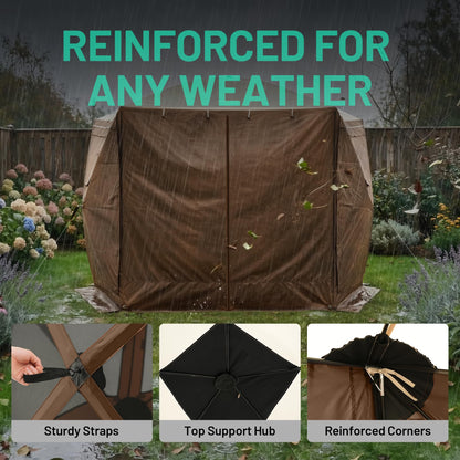 Overmont 10x10FT Pop up Gazebo Screen Tent - Large Instant Screen House Tent with Netting Removable Wind Cloths Half Open Door Skylight - Portable Outdoor Shelter for Camping Backyard Patio Parties