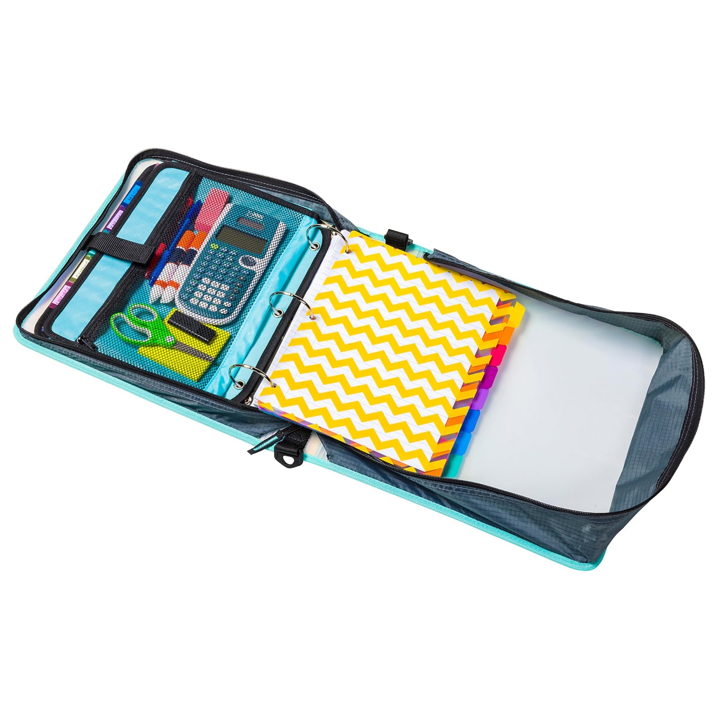 Case-it Iridescent Go Tab Zipper, 2" O-Ring with Removeable 5-Color tabbes, Expanding File Folder and Shoulder Strap and Handle, PS-440-VC-C, Pack of 6