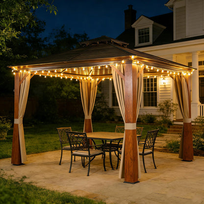 Gazebo Privacy Curtains 10' x 12' Replacement Panels – Waterproof & Windproof 4 Zippered Sidewalls for Patio Canopy, Outdoor Garden or Backyard Gazebo(Khaki)