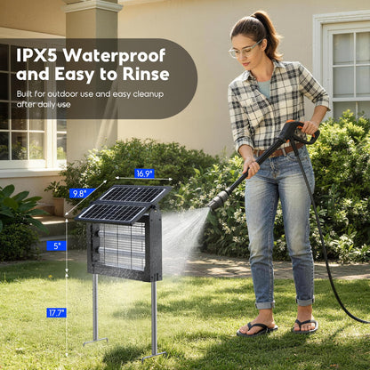 Solar Bug Zapper Outdoor, 4500V Electric Mosquito Zapper with Dual Solar Panels & USB Charging, Auto On/Off Mosquito Killer, IPX5 Waterproof Fly Trap for Backyard Patio Garden Camping, 2100 Sq Ft