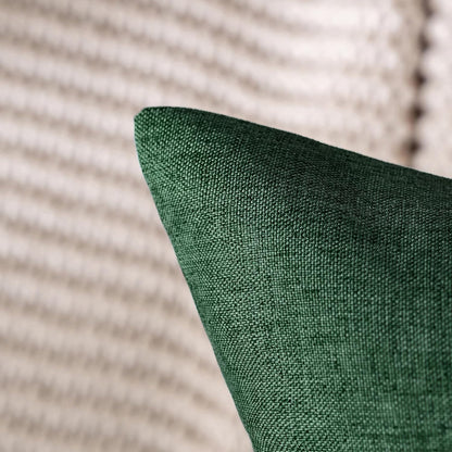 MIULEE Decorative Outdoor Throw Pillow Covers - Waterproof Faux Linen Cushion Cases | 18x18 Inch Emerald Green (Pack of 2)