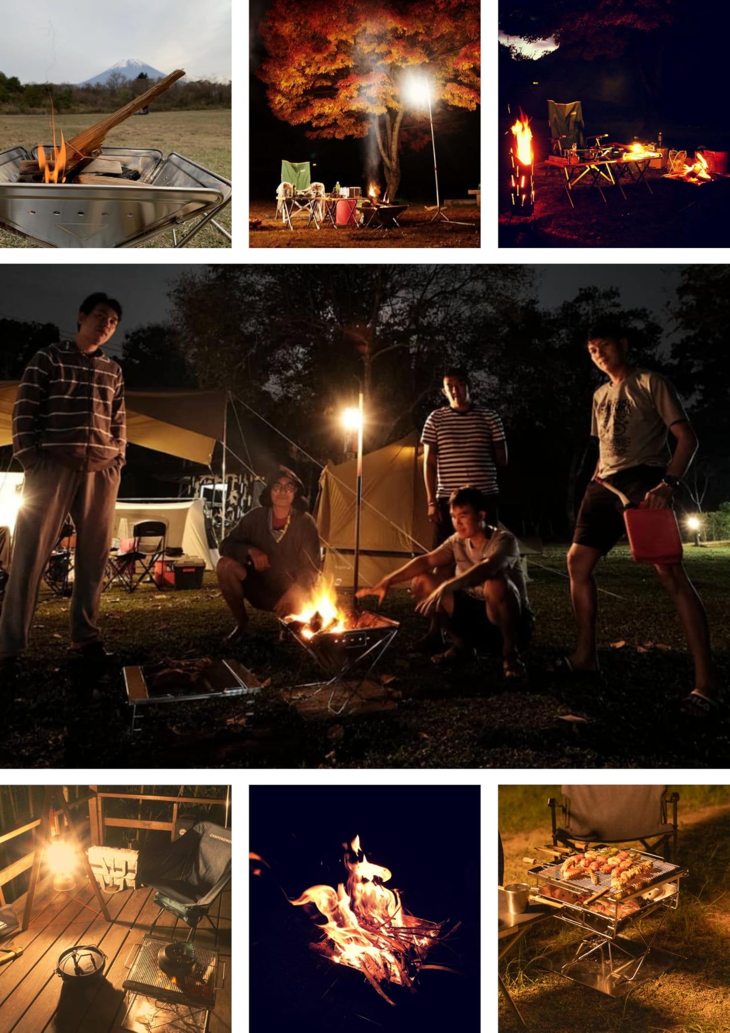 CAMPINGMOON 3 in 1 Flatpack Portable Fire Pit Grill 14 inch Foldable Stainless Steel Wood Burning Camping Stove Adjustable Height Overlanding Outdoor Cooking RV Trips Carry Bag included MT-045
