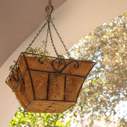Newtay 14-Inch Square Coconut Liners - 4 Pcs Coir Fiber Replacement for Hanging Baskets & Pots