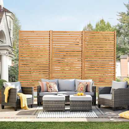 VEVOR Wooden Privacy Screen,36" W x 73" H Outdoor Privacy Screen, Freestanding Wood Privacy Panel with Stand,Outdoor Divider for Balcony Patio Lawn Garden