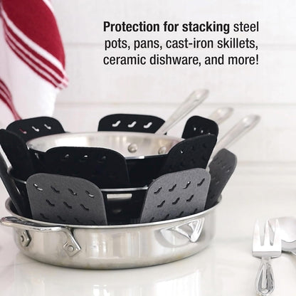 All-Clad Cookware Protectors - 6-Piece Pot and Pan Protectors for Kitchen Organization | Black/Gray