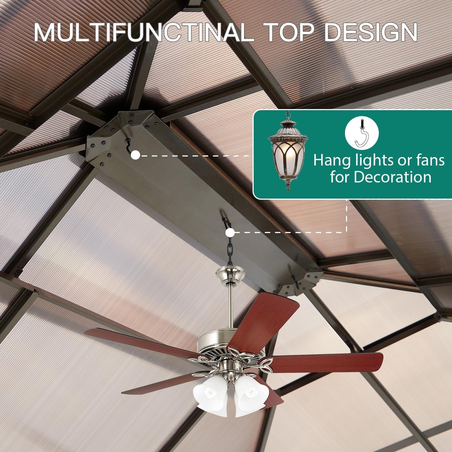 10x13 Hardtop Gazebo, Double Galvanized Steel Roof Outdoor Gazebo with Aluminum Frame, Curtains and Netting Included for Patio, Backyard, Garden Parties