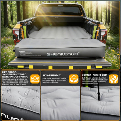 Inflatable Truck Bed Air Mattress for Tacoma (2001-2024) & Jeep Gladiator JT (2019-2024) | 5ft-5.5ft Camping Mattress with 600lbs Capacity, 300D Oxford Fabric, Anti-Slip Design for Truck Bed Camping