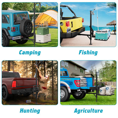 Truck Hitch Game Hunting Hoist - CROSSHIP Mounted Lifting System & Hitch Game Hoist - Easy 10-Minute Installation - 360 Degree Rotation, Detachable 3in1 (2025 Upgrade)