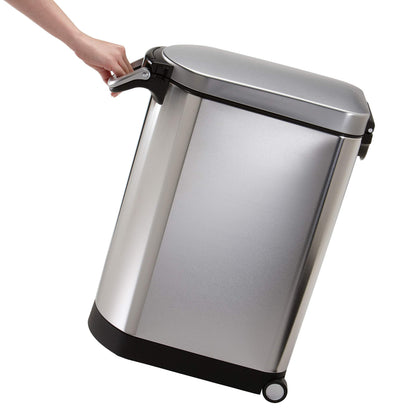 simplehuman Large Pet Food Storage Container, Holds 30-35 lb / 14-16 kg of Dry Dog Food, Cat Food, or Bird Seed, Airtight Lock-Tight Lid with Magnetic Scoop, BPA-Free, Brushed Stainless Steel