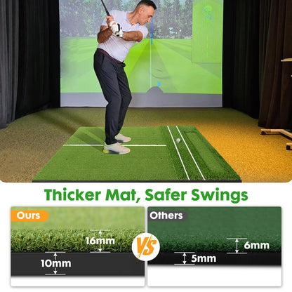 RELILAC 5x4ft Golf Mat with Ball Tray, 26mm Thickened Golf Hitting Mats for Backyard, Driving Range, Indoor & Outdoor Practice, Turf Matt with 3 Tees for Chipping Swing Driving Training