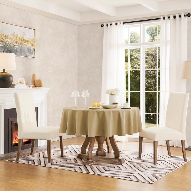 Veblandy Tablecloth Linen Textured Waterproof & Stain Resistant Table Cloth Wrinkle Free Decorative Fabric Farmhouse Table Cover for Dining/Party/Buffet/Wedding, 60 x 60 Inch, Coffee