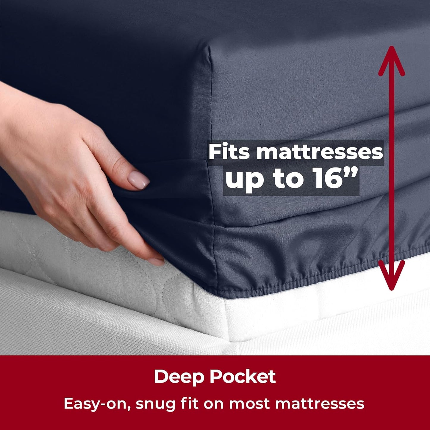 Mellanni Twin Sheets Set - 3 PC Hotel Luxury Bedding | Extra Soft, Cooling & Stain Resistant - Navy Blue