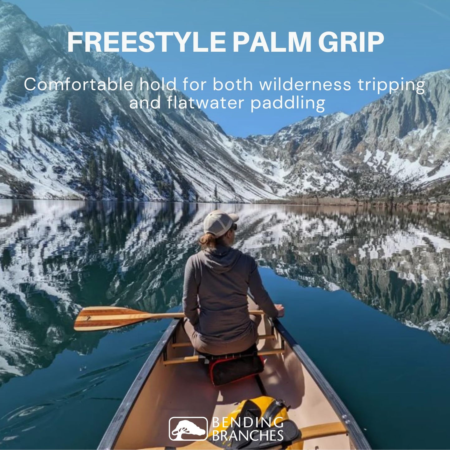 Bending Branches Explorer Plus Wood Canoe Paddle – 18-Laminate Basswood Shaft, Hardwood Blade with Fiberglass Wrap and Rockgard® Protection, Freestyle Palm Grip for Wilderness & Flatwater (54")