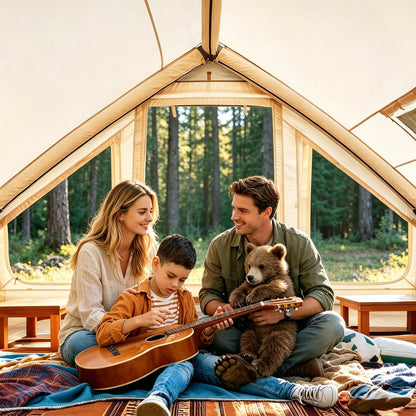 Inflatable Tents for Camping, Blow Up Tent with Hand Pump, Easy Setup Inflatable Hot Tent with Stove Jack, Waterproof Oxford Air Glamping Tents for Camping Adult 4 Person Upgrade Version