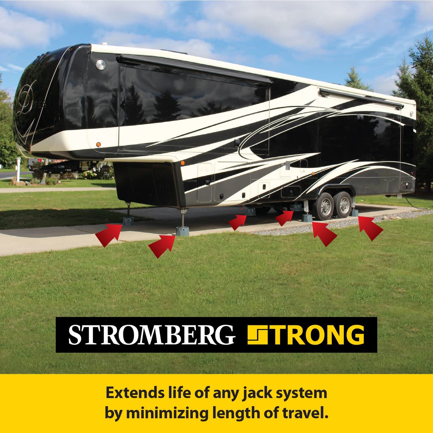 Stromberg Carlson JBP-712.6 Base Pad Extreme 6 Pack – 6" RV Utility Blocks for Leveling, Camper Jack Blocks, Setup Blocks – 6000 lb Capacity, Lightweight & Stackable – Universal Fit – Black – 6" Tall