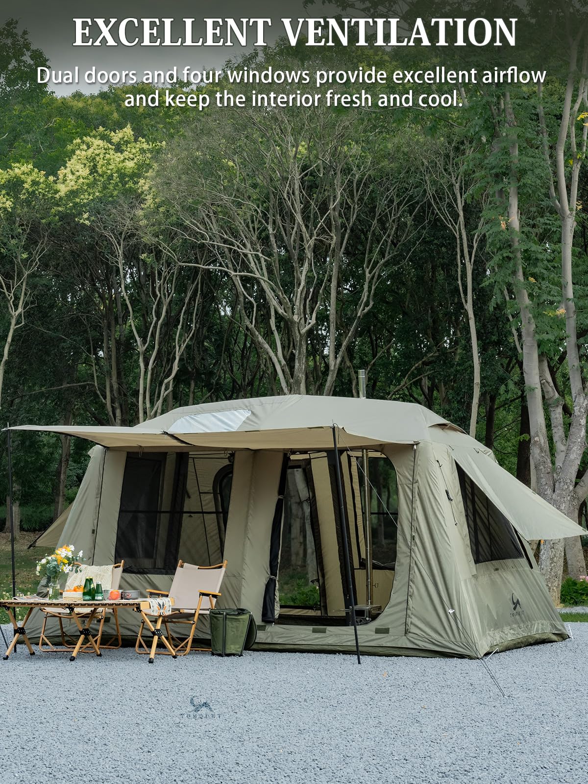 MC TOMOUNT Inflatable Tents for Camping, 6/8/10 Person Large Family Blow Up Camping Tent with 2 Doors 4 Windows 2 Skylights, Double Layer Waterproof Air Glamping Tent for Outdoor Camping Picnic Party