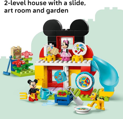 LEGO DUPLO Disney Mickey Mouse Clubhouse with Minnie &amp Pluto Building Toy - Fine Motor Skill Toy for Toddlers Ages 2+ - Mickey Mouse Toy for Boys &amp Girls - Birthday Gift for Kids - 10465
