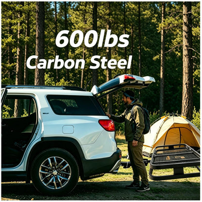 72" x 30" Fold-Up Hitch Cargo Carrier with Hitch Lock and Reflective Safety Panels – 600 Lbs Capacity Hitch Mount Cargo Carrier Fits 2" Receiver for SUVs, Trucks & Off-Road Vehicles