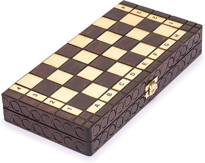 Husaria European International Chess Wooden Game Set King's Classic - 11.3-Inch Small Size Chess Set with Folding Board and Felt Bottom Chessmen