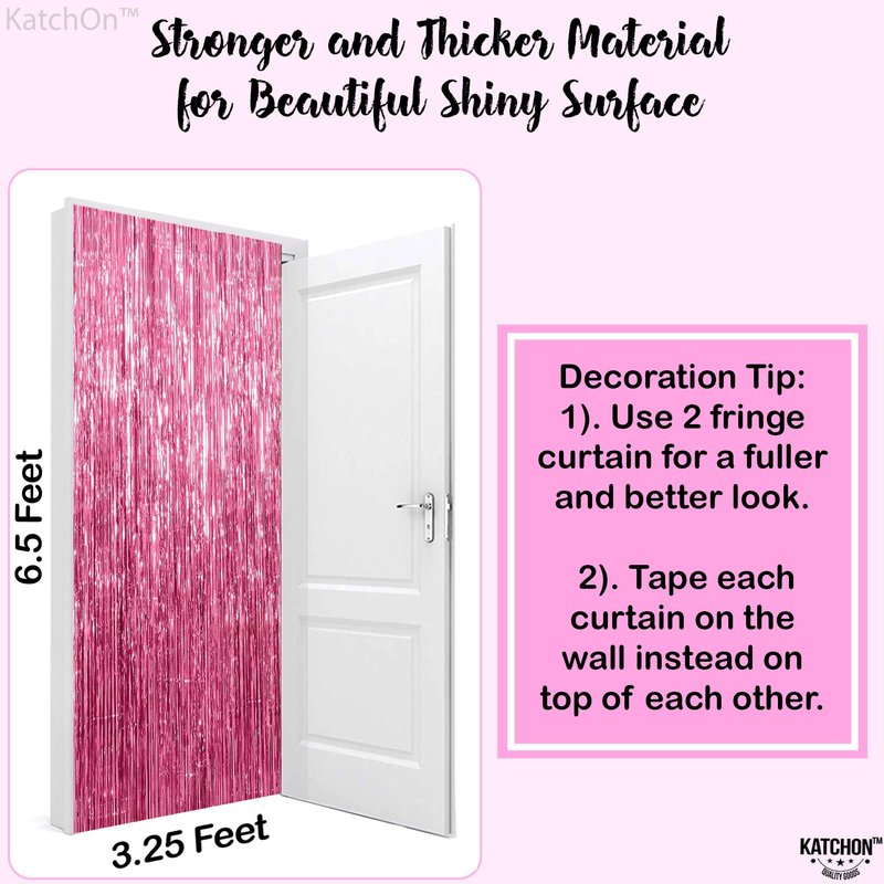 KatchOn, Pink Fringe Backdrop - Large, Pack of 2 | Pink Streamers for Birthday Decorations | Valentines Decor, Galentines Day Decorations, Baby Shower, Gender Reveal, Bachelorette Party Decoration