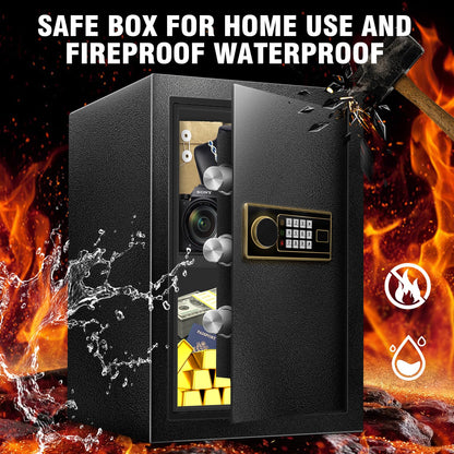YAYAG 2.5 Cuft Home Safe Box Fireproof Waterproof, Anti-Theft Security Box with Emergency Type-C External Interface, Electronic Digital Keypad, Safety Personal Combination lock for Office Document
