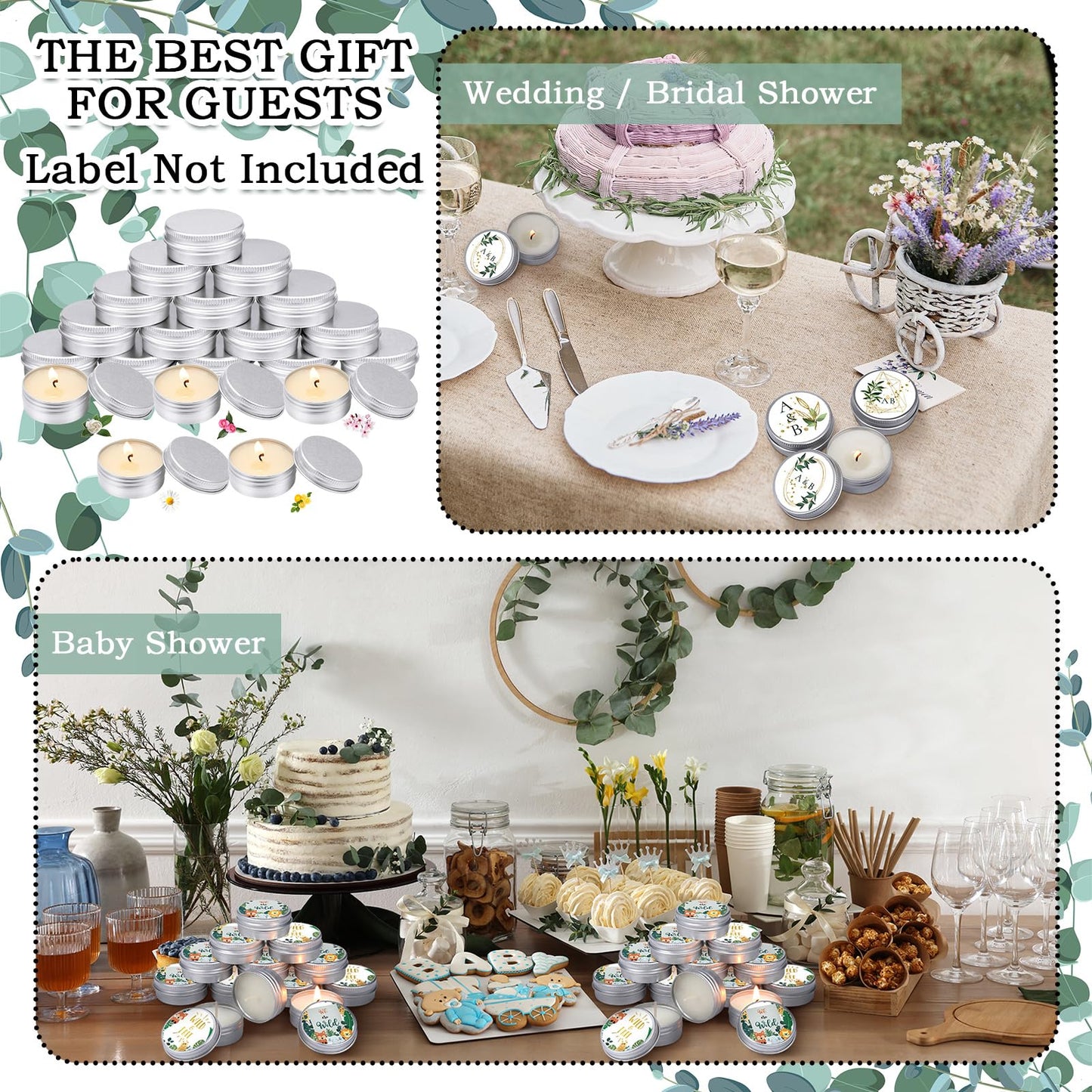 MTLEE 50 Pcs Wedding Scented Candles Gift Travel Tin Candle Aromatherapy Candle for Christmas Winter Baby Shower Favors Wedding Gifts(Gardenia,Camellia,Chamomile,Lemon & Sage,Cherry Blossom)