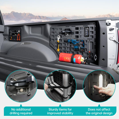 OUSUWO Side Truck Bed Molle Panel Rack System Compatible with 2015-2023 Ford F150 Accessories 5.5FT Cargo Storage Organizer Tools Rack Fit for 2015-2023 F-150 Accessories