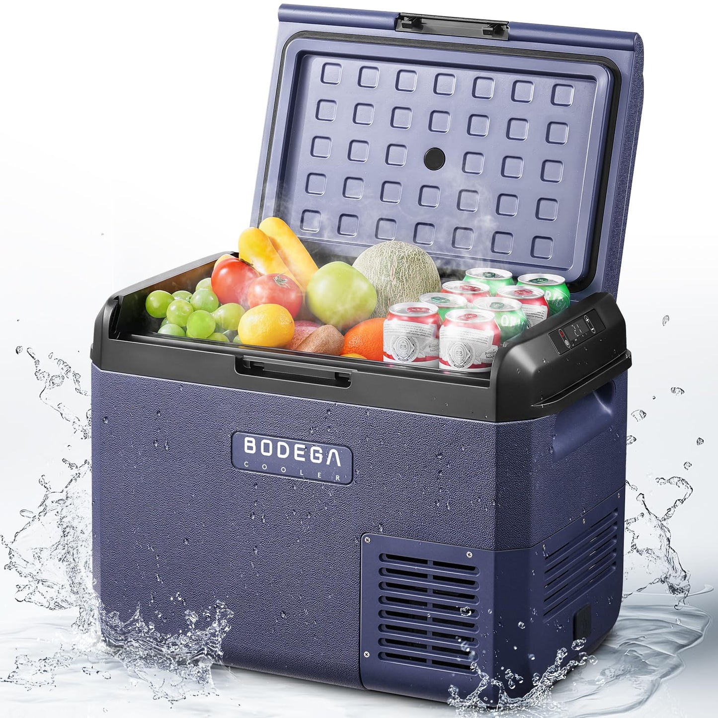 BODEGA 12 Volt Car Refrigerator 32 QT Portable Freezer IPX4 Waterproof Car Fridge Electric Cooler for Truck Van Camping Travel DC Compressor Ultra-Quiet 31dB 12/24V DC 110-240 Volt AC,-4℉ to 68℉