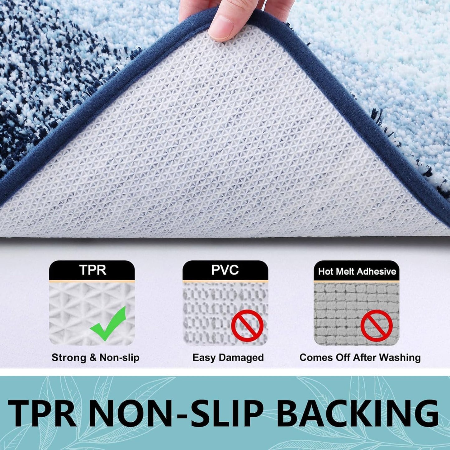 Arotive Microfiber Bath Rug - Soft, Absorbent, Non-Slip Plush Mat | 24x16 Dark Blue Rectangular