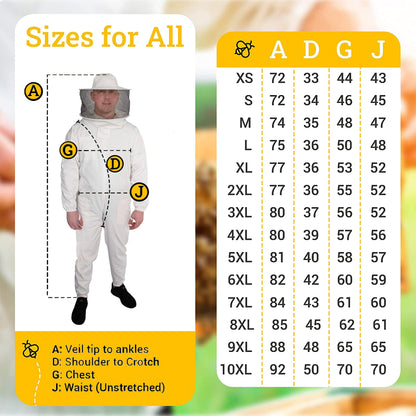 BEEATTIRE Professional Bee Suit With Round Hood Veil- Thick Cotton Bee Suit Sting-less Protection Pro Beekeeper Suit Bee Keeper Suite Trajes De Apicultura Beekeeping Coverall With Bee Gloves 3XL