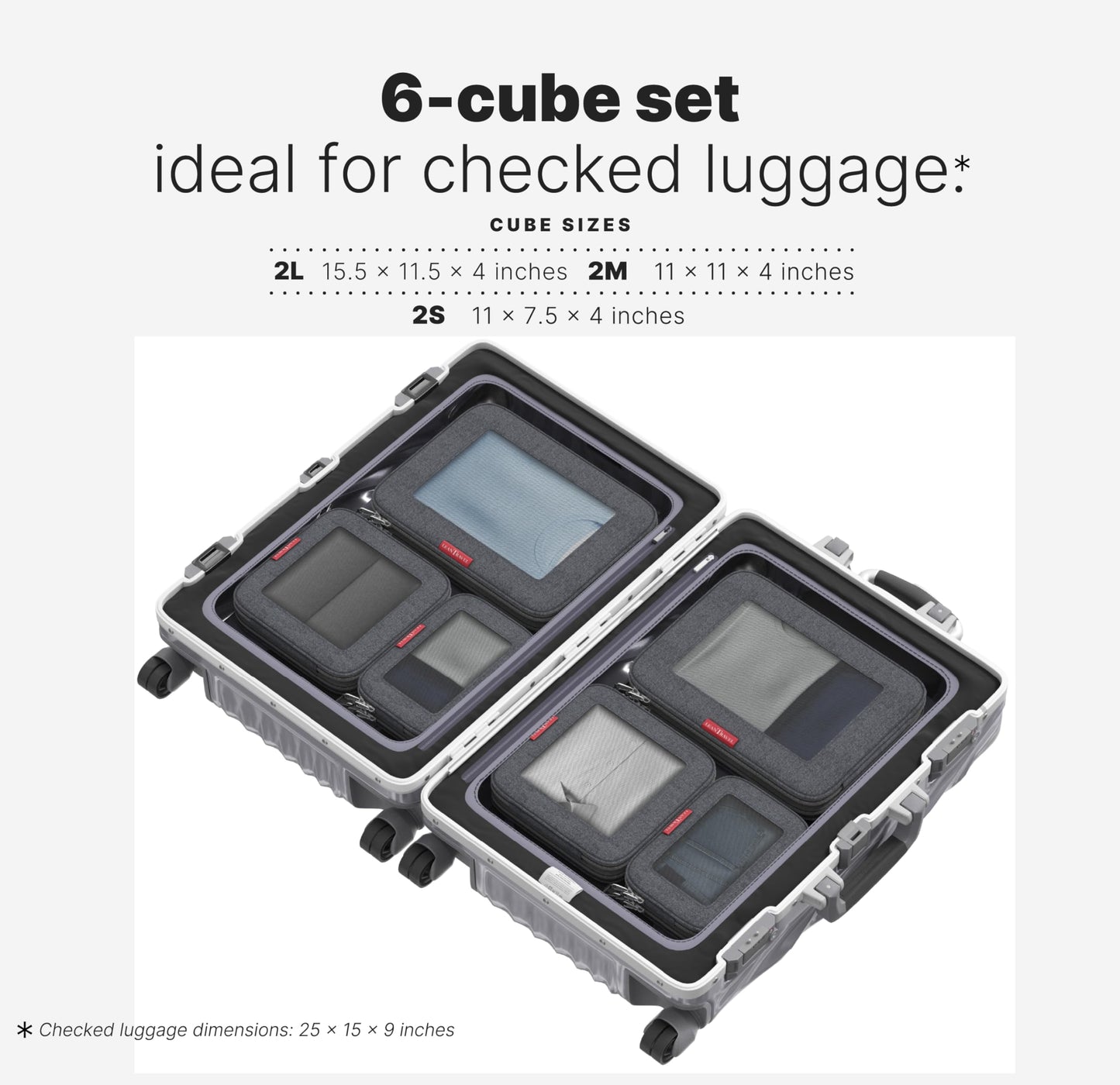 LeanTravel Compression Packing Cubes for Travel Organizers with Double Zipper (12-Pack Grey-Black)