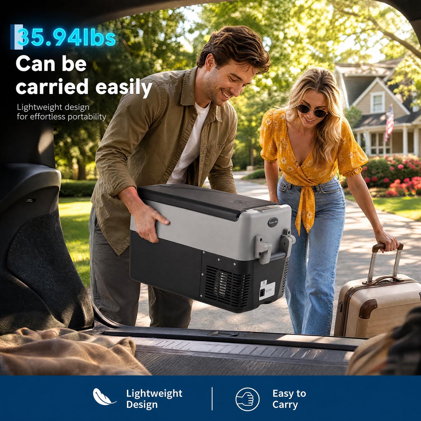 Garvee 32QT 12V Portable Refrigerator, Dual Zone Car Fridge Freezer with App Control & AC/DC Power for Camping, RV, Truck, Fishing & Home