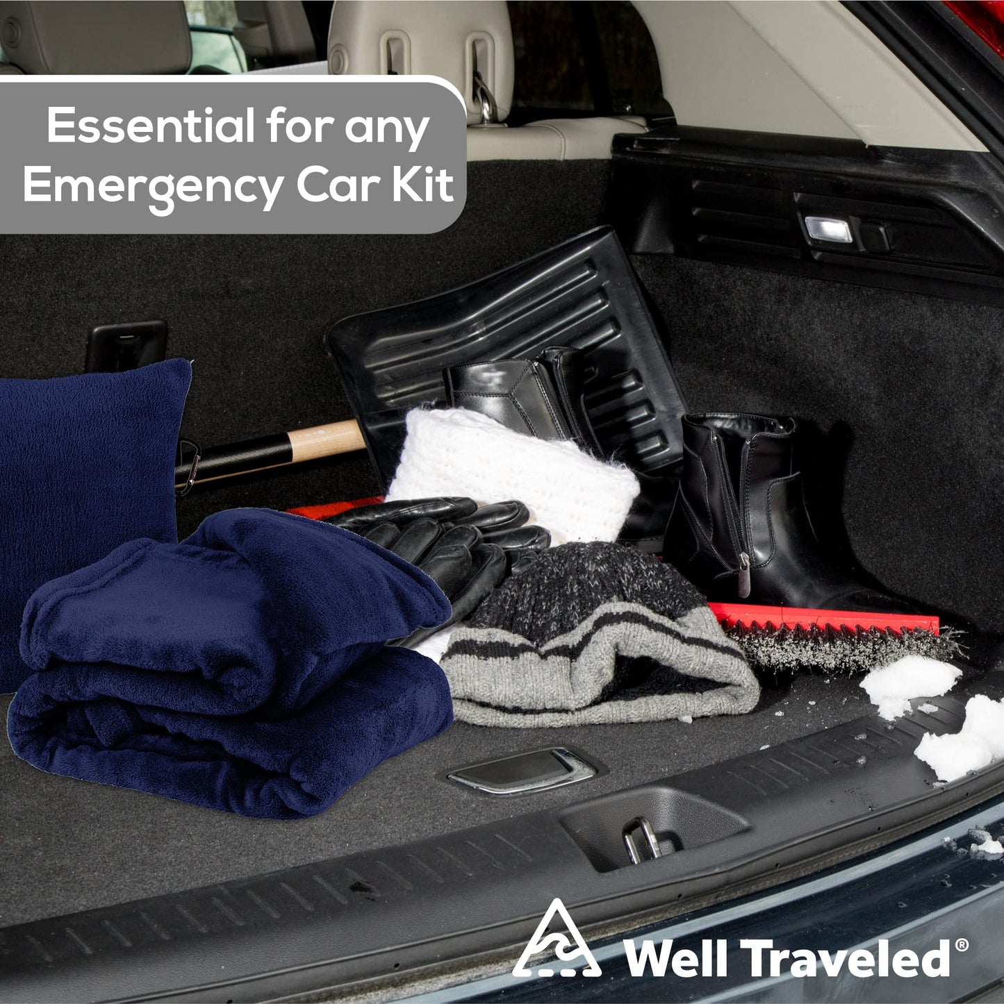 Well Traveled - 2 in 1 Fleece Travel Blanket with Stuffable Pillowcase for Air Travel - Convenient Design for Easy, Comfy Travel