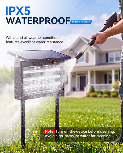 𝟐𝟎𝟐𝟔 𝐔𝐩𝐠𝐫𝐚𝐝𝐞𝐝 Solar Bug Zapper Outdoor, Mosquito Zapper Waterproof Electric Fly Zapper Rechargeable Mosquito Killer, Cordless Fly Insect Trap for Yard, Patio, Home, Garden, Camping