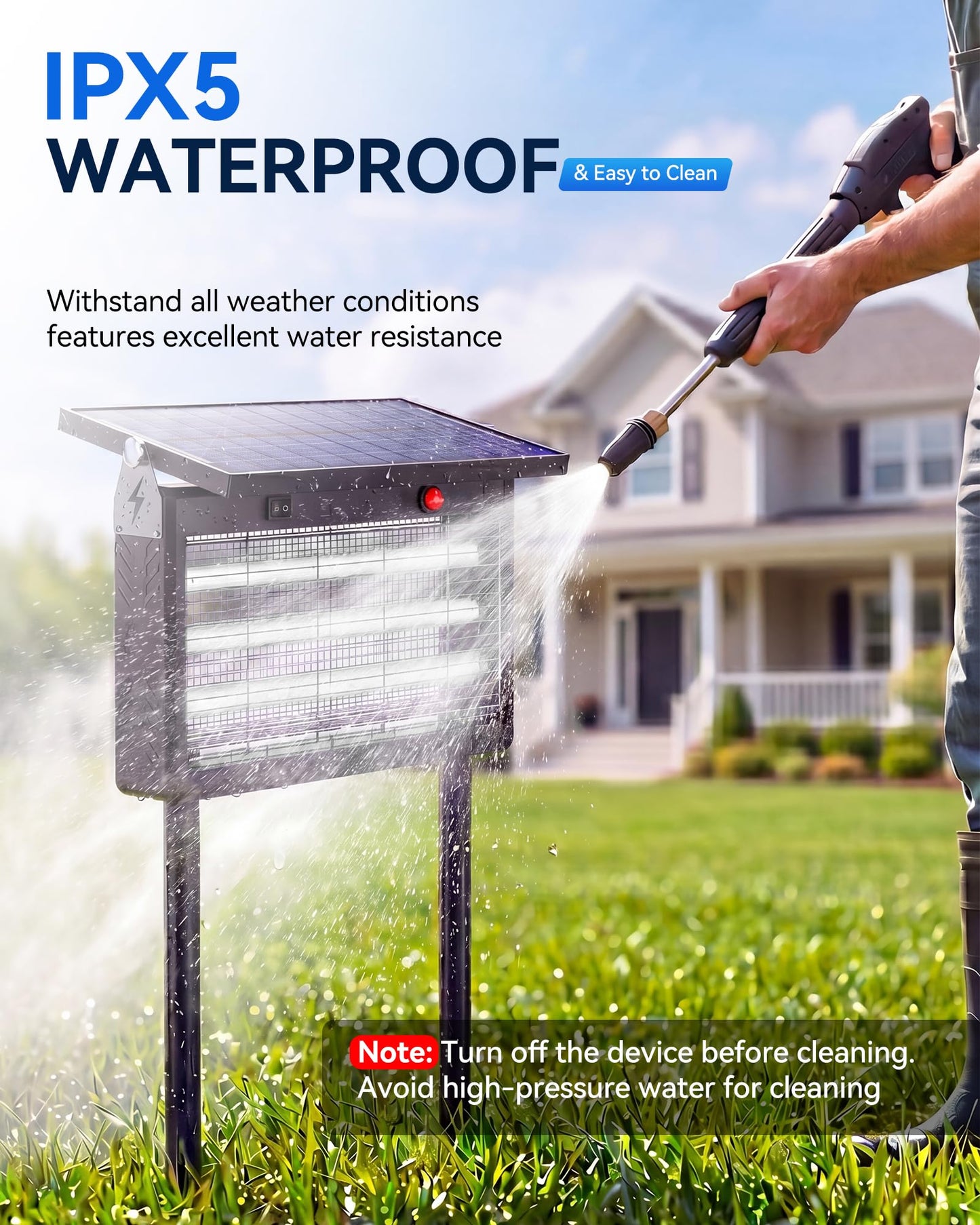 𝟐𝟎𝟐𝟔 𝐔𝐩𝐠𝐫𝐚𝐝𝐞𝐝 Solar Bug Zapper Outdoor, Mosquito Zapper Waterproof Electric Fly Zapper Rechargeable Mosquito Killer, Cordless Fly Insect Trap for Yard, Patio, Home, Garden, Camping