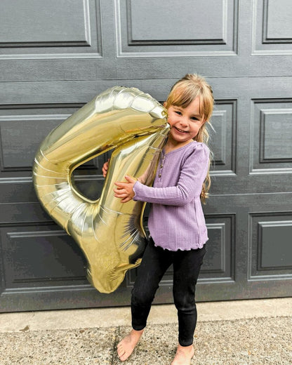 Light Gold Number 6 Balloon 40 Inch, 6th Birthday Party Decorations for Children, Giant 6 Foil Balloon for Party Supplies
