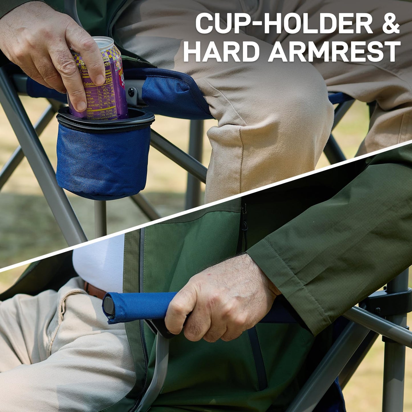 EVER ADVANCED Tall Camping Directors Chair with Cup Holder 31", Bar Height Folding Chair for Camping, Sports with Carry Bag, Mesh Pockets and Footrest, Heavy Duty 300 lbs, Blue