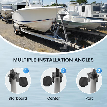 Heavy-Duty Boat Trailer Steps,Boat Trailer Tongue Steps with Anti-Slip Handrail,EVA Anti-Slip Mat,450Lbs Capacity，Multiple Installation Angles,4 Steps