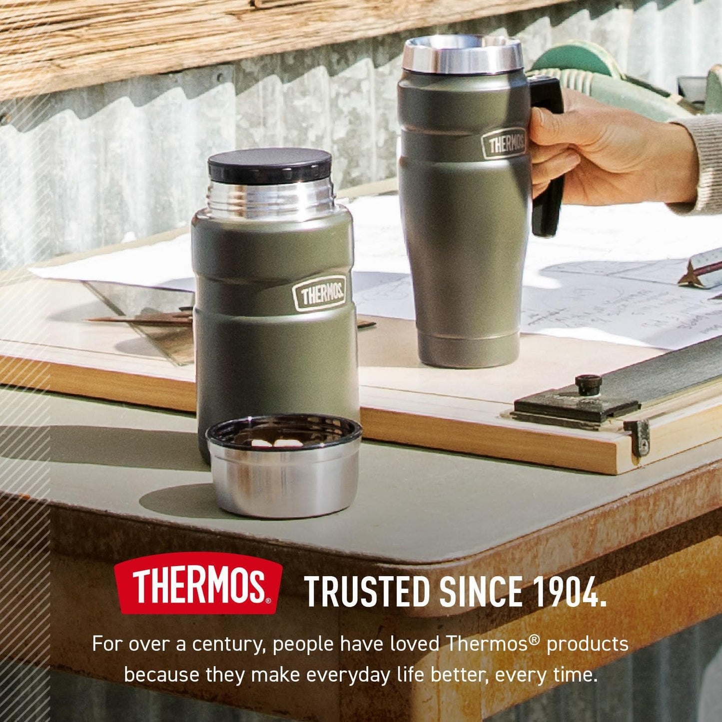 THERMOS Stainless King Vacuum-Insulated Food Jar - 24 Ounce, Matte Steel Finish for Ultimate Temperature Retention