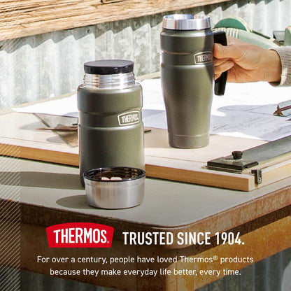 THERMOS Stainless King Vacuum-Insulated Food Jar - 24 Ounce, Matte Steel Finish for Ultimate Temperature Retention