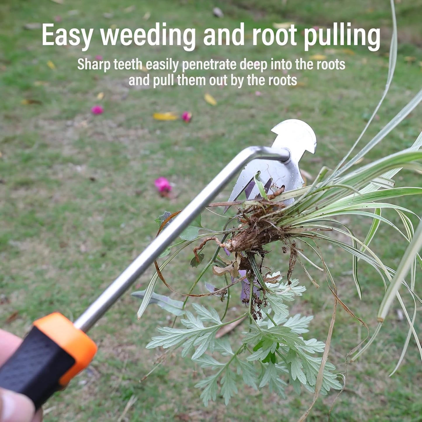SIXCAR Weed Remover Tool - Portable Garden Weeder for Effortless Uprooting & Planting | Rubber Handle