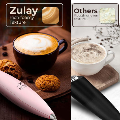 Zulay Kitchen Tornado Triple Whisk Milk Frother - Handheld Foam Maker for Coffee & Lattes - Includes 4 Duracell Batteries - Candy Color
