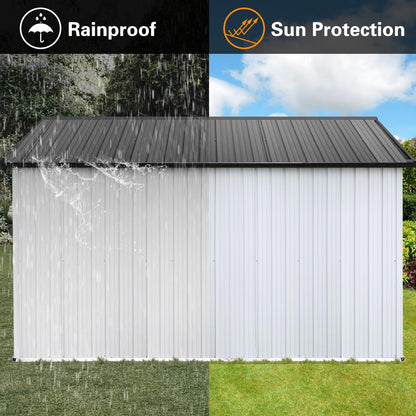 Ball & Cast 10x12 FT Sheds & Outdoor Storage,Metal Aluminum Garden Shed,with Punched Vents,Waterproof Cabinet w/Hinged Door and Padlock,Tool House for Storing Bicycles,Lawnmowers,Barbeques,White+Grey