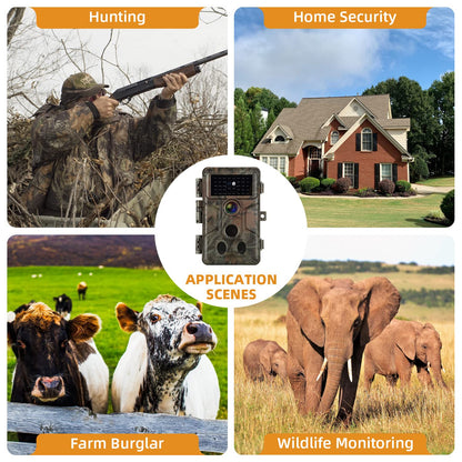 Folgtek 3pack Trail Cameras Gam Cam 64MP 1296P with Sound Recording, 2.4'' LCD Night Vision Motion Detection 0.1s Trigger Time, 120° Wide Angle Monitor IP66 Waterproof for Wildlife Home Security