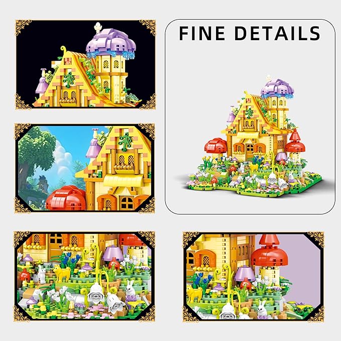 Mushroom House Building Set Cute Creative Ideals Treehouse Architecture Mini Micro Building Blocks Kit Educational Home Décor Gifts for Adults - Cartoon Fairy Tale Castle Blocks Bricks 2830PCS|