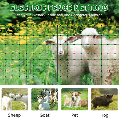 Electric Fence Netting, 42.5" H x 164' L, Larger Animals Electric Fencing for Backyards, Homesteaders, Farms, Ranches, Gardens