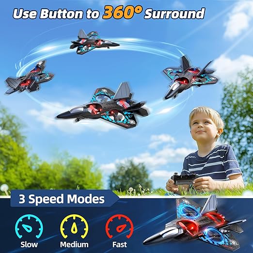 Foam Remote Control Airplane for Kids 8-12 2.4 GHz RC Plane with Colorful Lights 360° Flips &amp Stunt Roll RC Airplane Toy for Boys and Girls Ages 8-16 Boy Toy for Kids and Adults