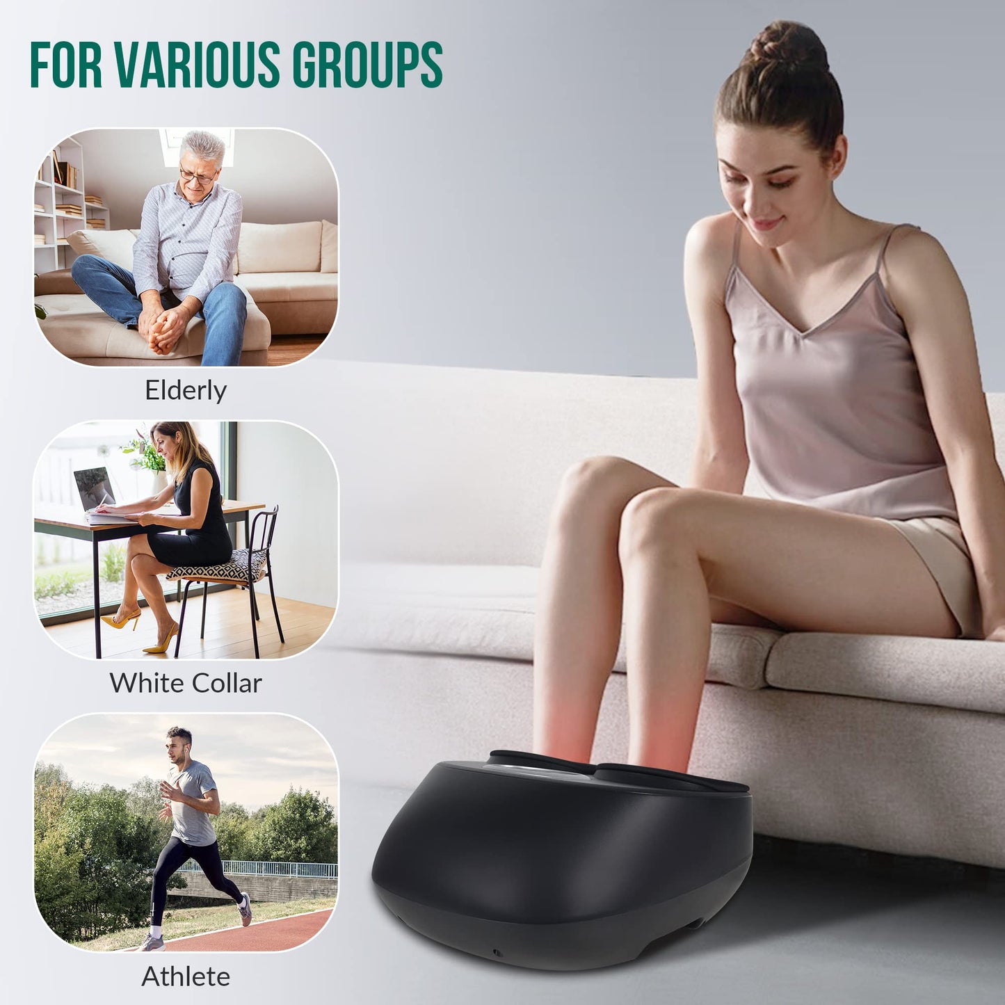 Snailax Foot Massager with Heat, FSA HSA Eligible, Kneading, Compression, Vibration, Shiatsu Feet Massage Machine for Plantar Fasciitis, Neuropathy, Foot Warmer, Christmats Gifts for Women Men,Size 13