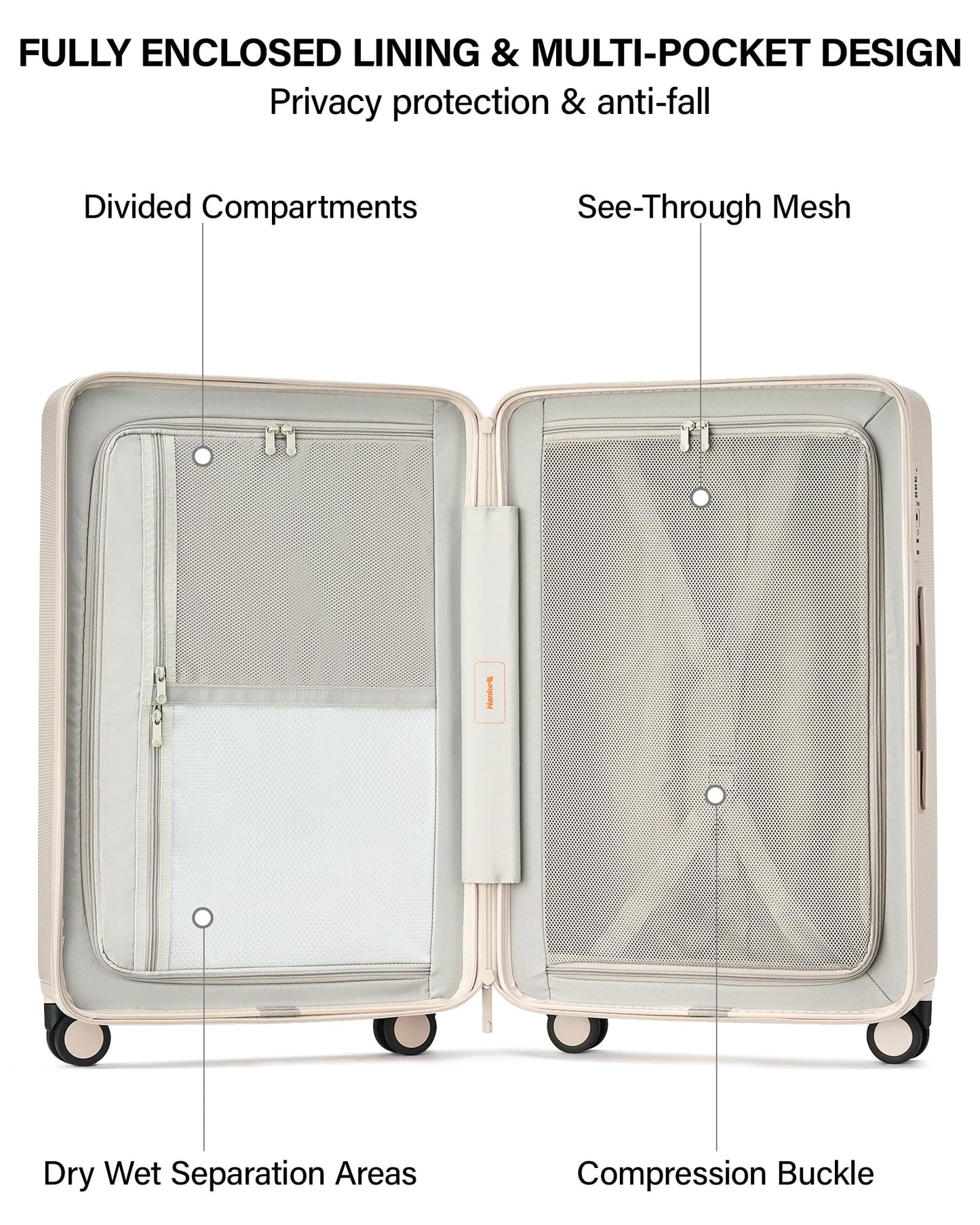 Hanke Upgraded Elite 29 Inch Extra Large Checked Luggage, PC Hard Shell Suitcases with Wheels, TSA Lock, Explosion-Proof Zipper Suitcase for Long Travel Men & Women,Ivory White